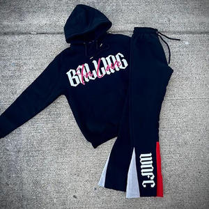 Ensemble survêtement en molleton brodé en chenille personnalisé pour homme, sweat-shirt à capuche et pantalon de jogging - Product Image 4