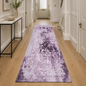Alfombra de Chenilla Lavable a Máquina con Estampado Digital Tradicional Anatolia Rosa Ciruela, Antideslizante, Modelo LXDP-0067 de RUGS DEPOT, Venta al Por Mayor - Product Image 5