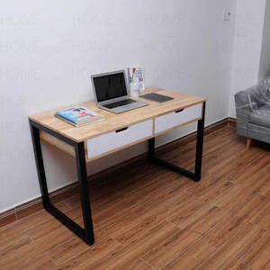SFBHK005-Minimalist Design 2-Drawer Wood and Rubber <b>Workstation</b> with Iron Legs 1200x600x750mm - Product Image 3