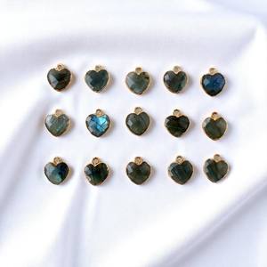 925 argent coeur Labradorite pierre précieuse or plaqué pendentif à breloque à la main facettes pierres précieuses breloques bijoux en gros - Product Image 1