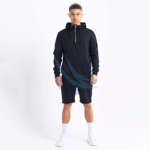 New Arrival Premium Quality <b>Hoodies</b> <b>Short</b> <b>Set</b> Casual Wear Comfortable Winter Clothing with Solid Pattern - Product Image 1