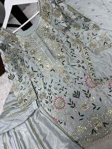 Salwar Kameez Costume Designer Indien Pakistanais Nouveau Top Design Cou Brodé Eid Salwar Kameez Costume Femmes Prêt à Porter - Product Image 3