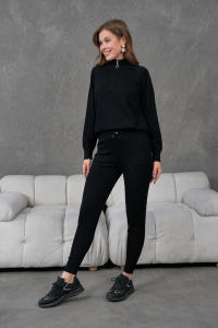 Pull demi-zip deux pièces pour femmes jambe maigre survêtement élégant sport, décontracté à manches longues ensemble de tricots élégants de haute qualité - Product Image 3