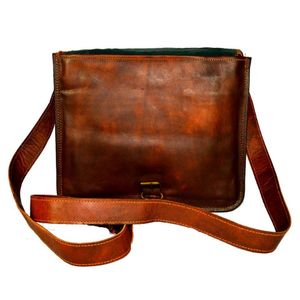Genuine Leather Large Sling Messenger <b>Bag</b> Soft Casual Brown Crossbody Shoulder Laptop Satchel for Boys <b>Girls</b> Office <b>School</b> <b>bag</b> - Product Image 3