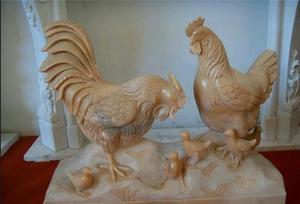 Sculpture de poulet en onyx sculptée à la main, figurine de coq en pierre naturelle, statue décorative d'animal pour la maison et le jardin - Product Image 3