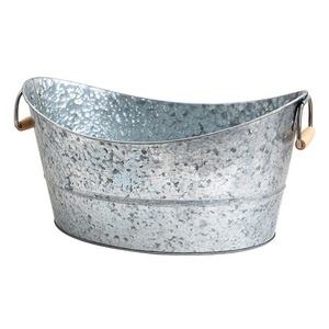 Seau à glace en métal galvanisé pour bouteilles de champagne, seau à glace avec manche en bois pour hôtels, bars et services de restauration - Product Image 1