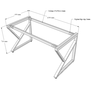 Escritorio Moderno Industrial KConcept HBKC005 de 140x70cm con Patas de Hierro Ensambladas para Uso en Dormitorio - Product Image 5