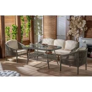 Sanmarin moderno gris exterior marco de aluminio mimbre conjunto de muebles de patio material PE para comedor y sala de estar para hoteles y jardines - Product Image 2