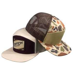 Parche bordado personalizado Logo Deportes al aire libre Sombrero de camionero 5 paneles Snapback Cap Hat - Product Image 1