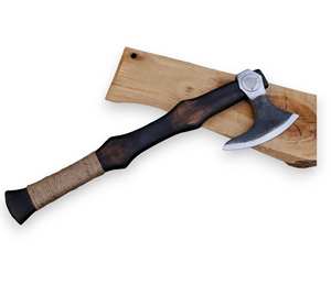 Hacha Tomahawk Artesanal de Acero Industrial con Alto Contenido de Carbono, Multiusos, para Camping, Supervivencia al Aire Libre, Mango de Madera Natural y Cuero - Product Image 1