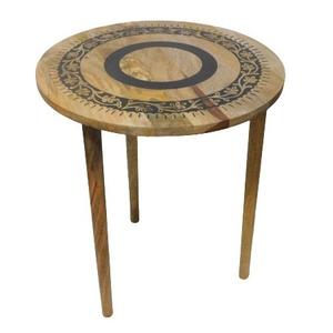 Mesa redonda de madera moderna de alta calidad con fondo de tres patas, mesa redonda de madera con acabado de madera negra y marrón para muebles para el hogar - Product Image 1