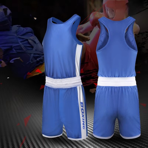 Uniforme de compétition de lutte professionnelle unisexe - Maillot extensible avec logo sur le devant et short de combat - Product Image 5