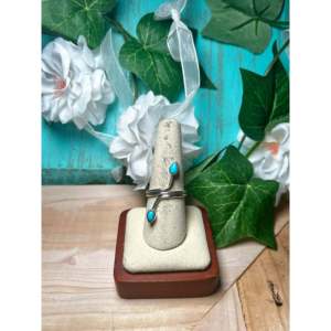 Navajo Men's <b>Ring</b> Sleeping Beauty <b>Turquoise</b> and Platinum with Rhodium Plating Pear Shape Everyday Wear <b>Ring</b> - Product Image 1