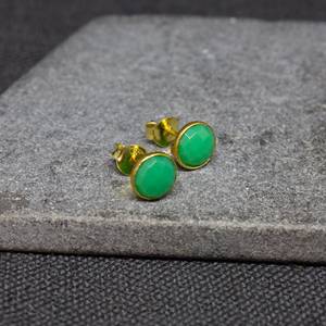 Luxe 925 boucles d'oreilles en argent vert chrysoprase pierre de naissance pierre précieuse chic à la main argent boucles d'oreilles femmes accessoires en vrac - Product Image 3