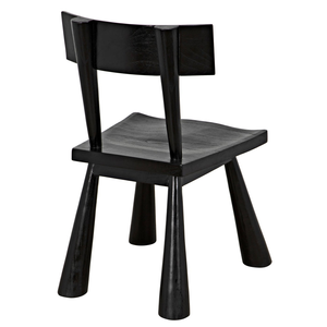 Silla de madera negra maciza con patas cónicas y diseño minimalista - Product Image 6