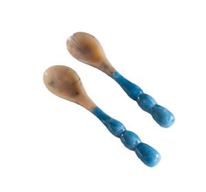 Ensemble de 2 cuillères et fourchettes à salade en corne naturelle avec logo personnalisé Serveur à salade personnalisé et mélange d'ustensiles de cuisine et de vaisselle - Product Image 4