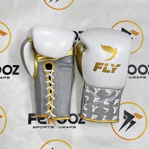 Guantes de Boxeo de Alta Calidad para Entrenamiento y Combate, Diseño Azul Cielo, Blanco y Dorado, Venta al Por Mayor, Fabricación Personalizada OEM - Product Image 4