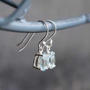 925 Sterling Silver Natural <b>Aquamarine</b> Pear Teardrop Drop <b>Earrings</b> Gemstone Jewelry Gift Boxed Elegant Women Luxury - Product Image 5
