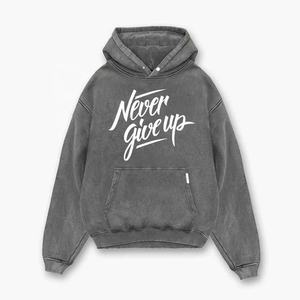 เสื้อมีฮู้ดผ้าคอตตอนฟลีซสวมหัวสำหรับผู้ชายโอเวอร์ไซส์พิมพ์ลายสกรีนเสื้อผ้าแนวสตรีทแฟชั่นสไตล์ยิมสำหรับผู้ชาย - Product Image 1