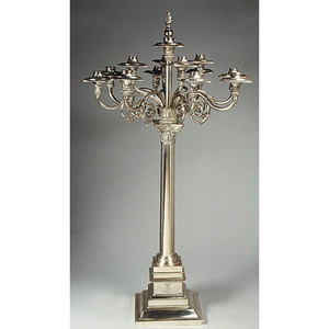 Design minimaliste candélabre table couleur argent brillant poli ensemble de 2 chandeliers porte-cire fournitures de pièce maîtresse de mariage - Product Image 6