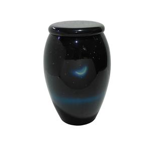 Urne adulte en aluminium de couleur noire et blanche avec thème de nuit d'étoile de lune pour les cendres Urnes commémoratives funéraires - Product Image 1