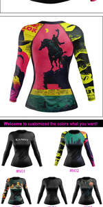 เสื้อรัชการ์ดสำหรับผู้หญิง MMA แบบนุ่มสำหรับยกน้ำหนักแบบแห้งเร็วออกแบบได้ตามต้องการ - Product Image 5