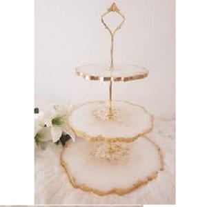 Support de gâteau de luxe unique en résine 100% incassable à 3 niveaux pour logo de personnalisation de mariage disponible - Product Image 2