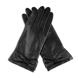 Guantes de Cuero para Mujer, Fabricante de Guantes de Cuero, con Lazo de Moda, Forrados de Piel, Cálidos para Invierno, Negros - Product Image 4