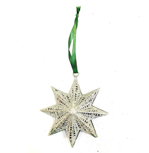 Brillo plateado Estrella de 8 puntos Adorno colgante Árbol de Navidad Decoración Sparkle Fiesta en casa Regalo de vacaciones Decoración festiva - Product Image 1