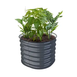 Outdoor 17'' Tall 24".D Round Metal Vertical pvc garden plastic raised bed planter elevated garden grow bed