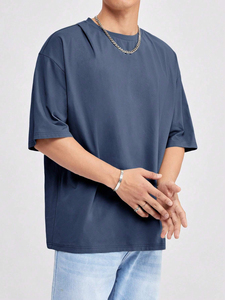 Customized Oversized T-Shirts Cotton Blend Short Sleeve <b>Tshirts</b> Crew Neck Loose Moisture-Wicking Cool T Shirt For Men's - Product Image 4