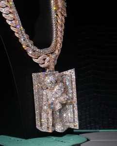 Pendentif en argent 925 personnalisable avec diamant moissanite et chaîne cubaine, bijoux glacés, style hip-hop, design de dessin animé - Product Image 4