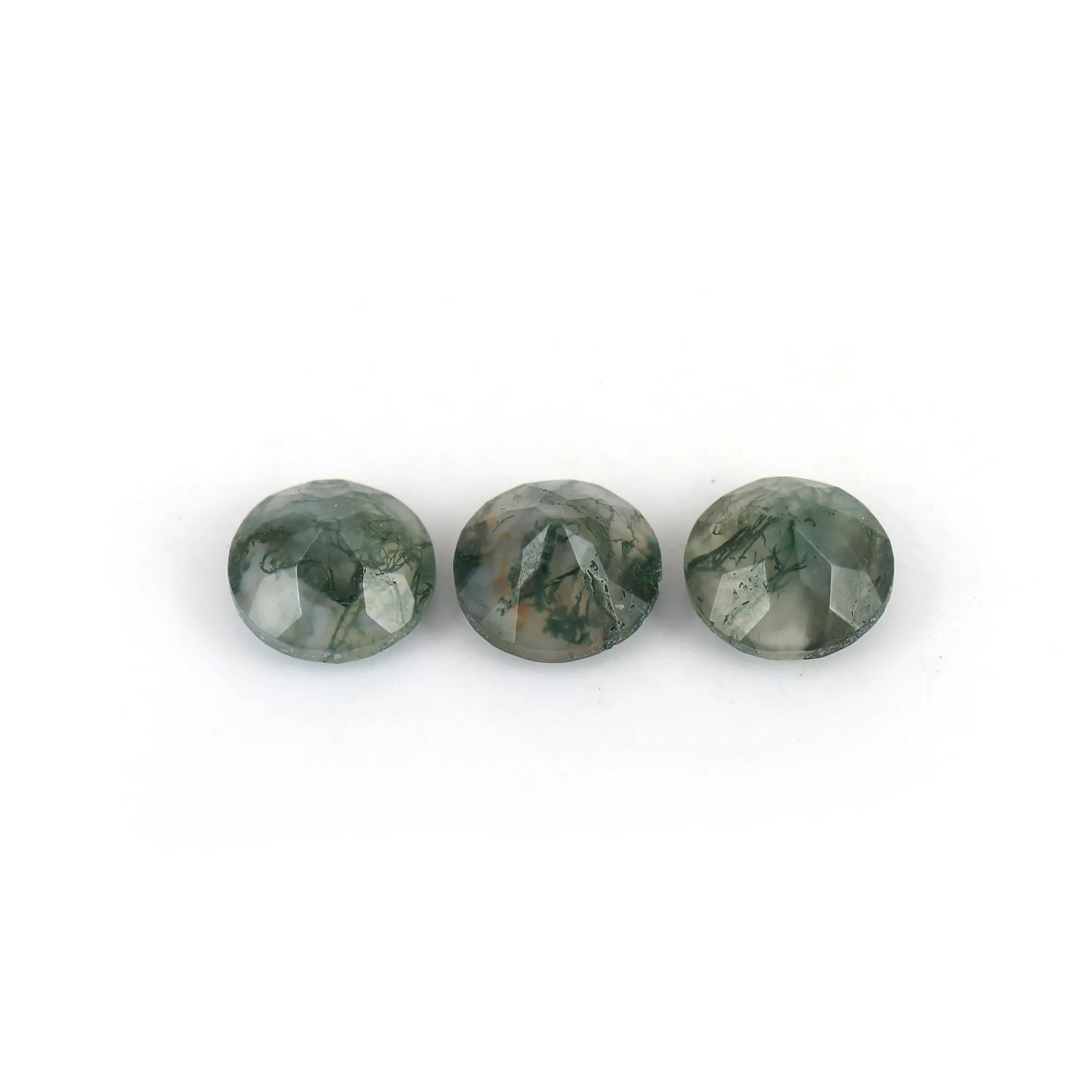 Batu akik lumut alami bulat berbentuk brilian batu permata longgar eksklusif buatan tangan produk potongan segi 8MM pembuatan perhiasan