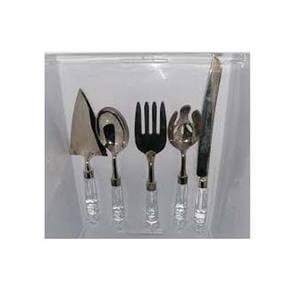 Utensilio de servicio pulido de plata y acero inoxidable moderno de alta calidad, juego de cuchillo y servidor de pasteles con juego de servidor de ensalada, mango de resina - Product Image 1