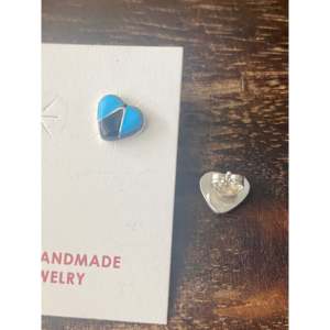 Rose Bowami <b>Turquoise</b> & Multi-Color Stone Heart <b>Stud</b> <b>Earrings</b> with Sterling Silver Inlay for Gift Occasions - Product Image 5