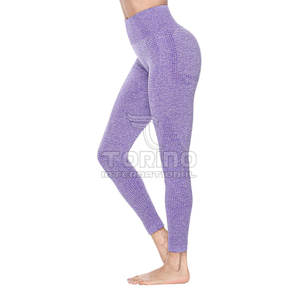 กางเกงโยคะเอวกลางสำหรับผู้หญิง ผ้ายืดคุณภาพสูง ผสมสแปนเด็กซ์/ไนลอน ปิดเอวยางยืด กำลังเป็นที่นิยม ขายดี สีพื้น - Product Image 1