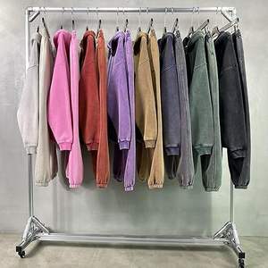 Hombres Invierno Casual Acid Wash Hoodies Color Sólido Regular Fit 100% Algodón Fleece - Product Image 1