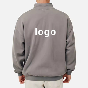 Haute qualité surdimensionné quart demi fermeture éclair à capuche goutte épaule col quart 1/4 fermeture éclair pull Zipup à capuche demi fermeture éclair sweat - Product Image 5