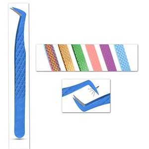 Pince à cils 3D en forme de L à fibres longues Outil en acier inoxydable facile à utiliser avec tension légère et poussière de diamant pour la beauté - Product Image 6