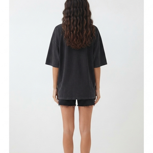 Camisetas de Manga Corta Holgadas y Lisas para Mujer, Estilo Casual, Color Negro, Tallas Grandes, Primavera/Verano, OEM/ODM - Product Image 2