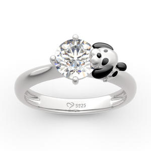 Bague Jeulia « Hug Me » unique en forme de dalmatien, plaquée or 18 carats, en argent sterling - Product Image 3