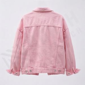 เสื้อแจ็คเก็ตเดนิมดิบผ้าฝ้ายสีสันปรับแต่งได้สไตล์ชิค สตรีทแวร์ ดีไซน์ติดกระดุมด้านหน้า คอปกคลาสสิก แฟชั่นทันสมัย - Product Image 2