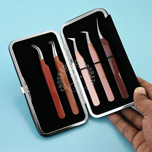 Nouvelle Arrivée Pince à Épiler Angulaire à Pointe en Fibre pour Extensions de Cils, Applicateur de Volume pour Cils, Outil de Précision Professionnel pour Cils - Product Image 1