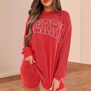 Conjunto de Dos Piezas de Sudadera y Pantalones Cortos para Mujer, con Ribete de Satén, Sólido, por Encima de la Rodilla, Transpirable, Elegante e Informal - Product Image 2