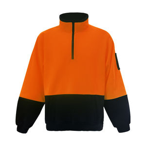 Venta al por mayor 1/4 cremallera Hi Vis seguridad Sudadera con capucha Con parte inferior negra para ropa de trabajo polar pulóver construcción suéter - Product Image 5
