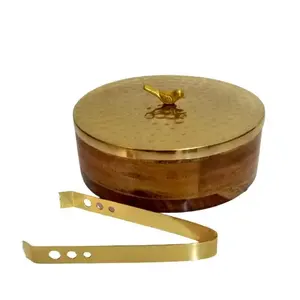 Pot en acier de couleur or fait à la main personnalisé dernière conception chauffe-plats forme casserole chauffe-pot produit en métal de gros - Product Image 6