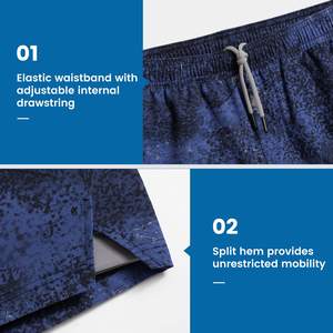 กางเกงขาสั้นฟิตเนสแห้งเร็วระบายอากาศได้ดีสีพื้นสำหรับผู้ชายสำหรับวิ่งฤดูร้อน - Product Image 3