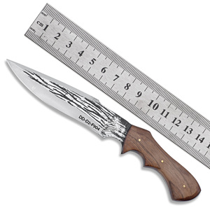 มีดล่าสัตว์หลอมโลหะ D2ออกแบบได้ตามต้องการปลอกหนังนูนลาย DD-D2-F902ทำด้วยมือ - Product Image 3