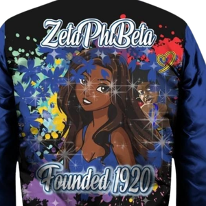 Veste en satin pour femmes Zeta Phi Beta 1920 Bleu Blanc Vêtement grec haut de gamme Broderie du blason de la sororité ZPB Style universitaire - Product Image 5