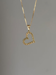 Moissanite <b>Heart</b> <b>Necklace</b> Sterling <b>Silver</b> and 14K Gold Vermeil <b>Heart</b> Pendant Charms Minimalist Party Jewelry - Product Image 6